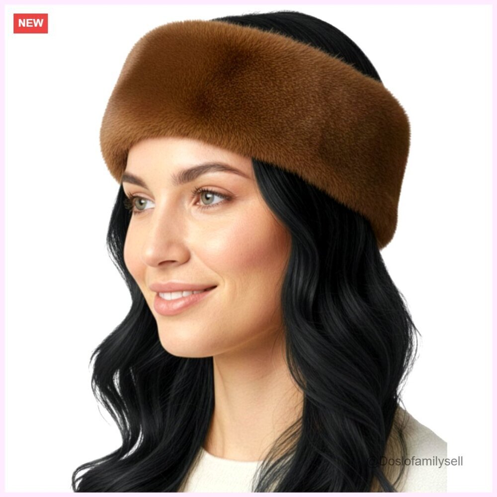 Faux Fur Lined Winter Headband Ear Warmer One Size Fits Most